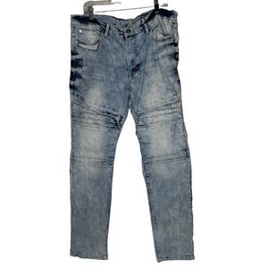 Southpole Jeans Mens 38x32 (Actual 38x31) Skinny Acid Wash Stretch Moto Denim